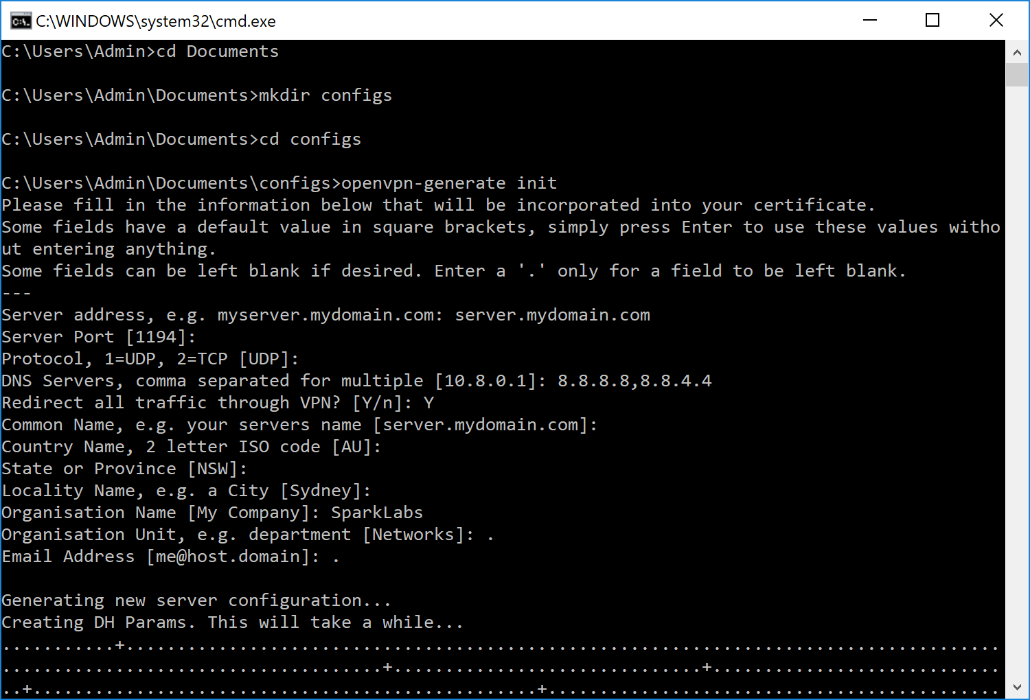 How do I create a key for OpenVPN?